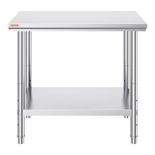 Vevor Stainless Steel 900x600x800 mm Commercial Kitchen Prep & Heavy Duty Metal Work Table with Adjustable Feet for Restaurant, Home and Hotel : Industrial & Scientific