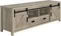 Furnifact Brown 2-Door TV Stand, Farmhouse Style, Engineered Wood, Distressed Pine Finish, Modern Design, Sturdy, Stylish for Living Room