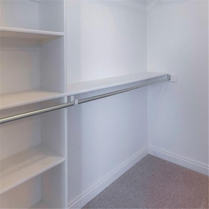 Pemberly Row Adjustable Steel Closet Rod, 48-72 in, Polished Chrome Finish, Includes Mounting Hardware, Ideal for Storage and Organization in Standard Closets