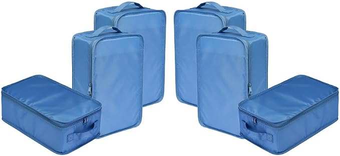 Travel Shoe Bags, Foldable Waterproof Shoe Pouches Organizer-Double Layer (6 Seablue Shoe Bags)