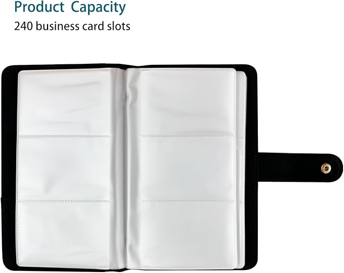 Leather Professional Business Card Holder Book Organizer, 240 Card Slots Capacity Booklet, Premium PU Name Cards Storage Folder with Soft Cover, Credit Card Binder Holder for Men/Women (Light black)