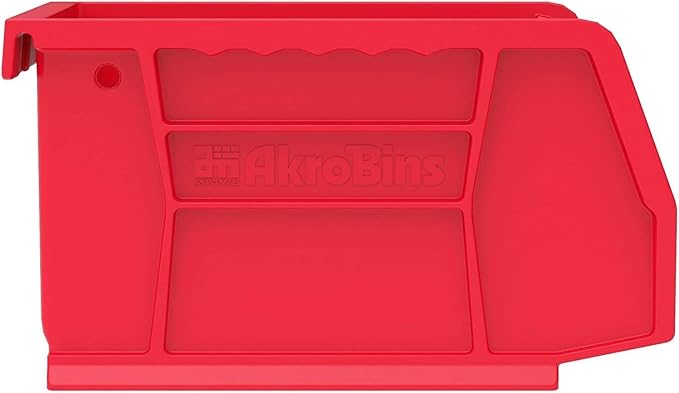 Akro-Mils 30210 AkroBins Plastic Storage Bins, Space-Saving Stackable Bins for Garage, Pantry, Craft Organization, 5" x 4" x 3", Red, 24-Pack