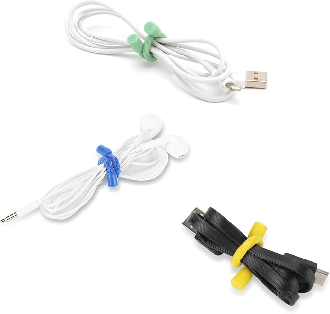 6 PCS 6-Inch Silicone Cable Ties Dia 5mm Reusable Steel-Core Rubber Twist Ties Bendable Cable Ties for Bundling and Holding, All Purpose Cord Tie for Indoor and Outdoor (Blue)