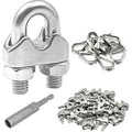 24 Pcs M6 Cable Clamps,Wire Rope Clamp,12 Pcs 1/4" Thimble | Stainless Steel Smooth Rods for Industry, Metal Working Hobbies and DIY Craft