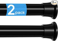 MEXAU 2 Pack Spring Tension Curtain Rods 31-76 Inch Black Shower Curtain Rod No Drilling Adjustable Spring Loaded Curtain Rods 7/8" Diameter Shower Rods for Window Bathroom Closet Doorway Door