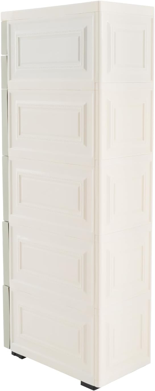 Storage Cabinet, 6 Drawers Narrow Plastic Organizer Cabinet with Wheels, Vertical Drawer Storage Unit, Mobile Slim Utility Furniture for Office, Living Room, Bedroom, Garage (Green)