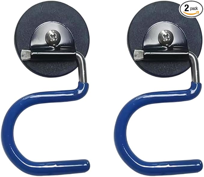 2PCS Broom Holder Magnetic Broom Hooks, Space-Saving Broom Mop Rake Rack, Stainless Steel Heavy Duty Broom Mop Handle Holder