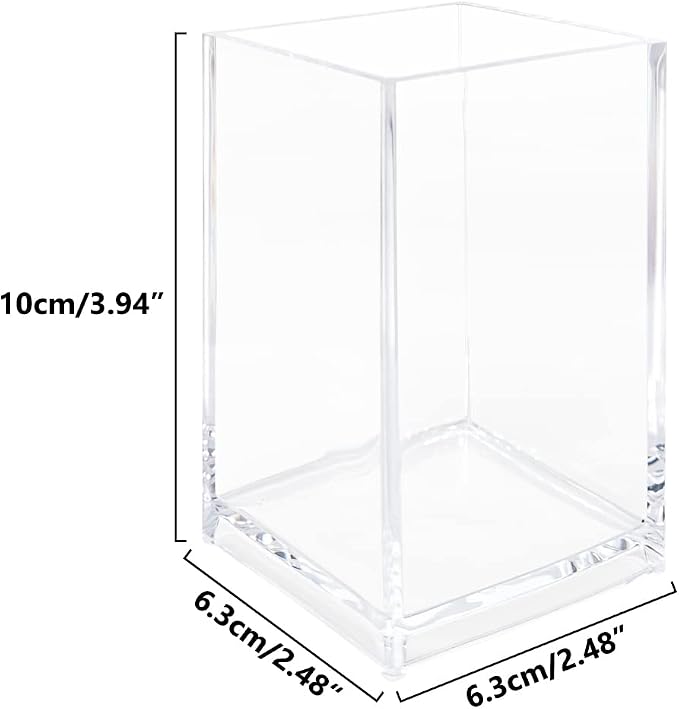Newkita 3 Pack Clear Acrylic Cosmetic Pencil Pen Holder Cup, Clear Makeup Brush Holder, Desk Acrylic Brushes Storage