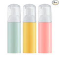 Tekson 3 PCS Soap Foam Bottle (2 oz), Empty Travel Foaming Lash Shampoo for Cleanser, Dispenser (Yellow&Green&Pink Pump)