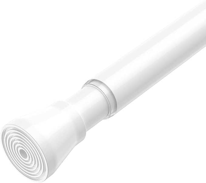 Spring Tension Rod 33-56 Inches No Drilling Adjustable White Spring Loaded Curtain Rod Expandable Extra Long Tension Curtain Rod for Windows,Kitchen,Doorway