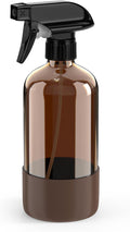 Bontip Amber Glass Spray Bottle with Silicone Sleeve Protection, 16 oz Refillable Spray Bottles for Cleaning Solutions, Plants, Aromatherapy, Facial Hydration (1, Brown, 16 oz)