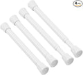 TYRON Small Spring Tension Curtain Rod 7 to 10.5 Inch, Mini Short Adjustable Tension Rod, Suitable for Narrow Window, Sidelight, Cupboard, Refrigerator (White, 4 Pack)