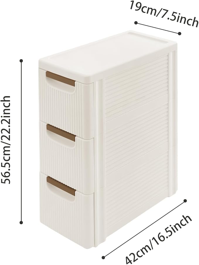 PERFERATE Narrow Plastic Storage Cabinet with 3Drawers Slim Storage Drawers with Wheels Tall Chest Organizer Cabinet Vertical for Small Spaces, Bedroom, Living Room, Office (3 Drawers)