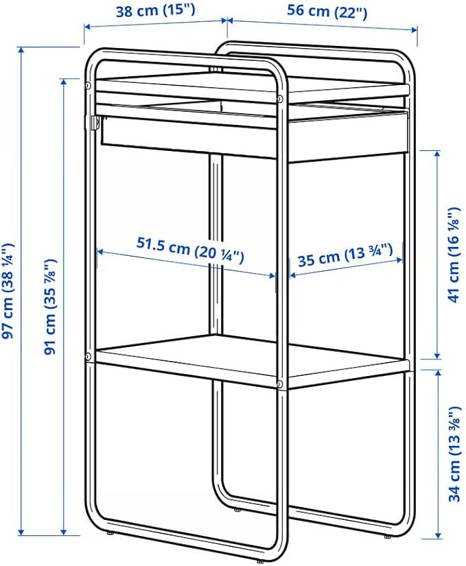 Storage Unit – Slim White Steel Organizer with Drawers for Kitchen, Bedroom, Entryway – Powder-Coated Shelving Rack – Max Load 44 lb – Indoor Use – 22x15 White
