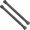 Adjustable Tension Curtain Rod 17-26 Inch - Black - 2-Pack No-Drill Spring Rod for Windows,Bathroom & Coset | Non-Slip Rubber Ends | 7/8" Diameter