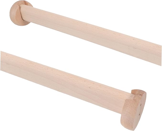 Wooden Closet Rod for Wardrobe 72-144 Inch Adjustable Clothes Hanging Rail Flange Support Solid Beech Wood for Organizing Bedroom and Closet Spaces