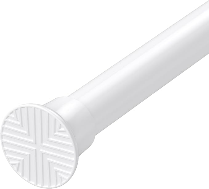 1Pcs Tension Curtain Rod 24 To 46 Inch White Shower Curtain Rod No Drilling Adjustable Spring Loaded Curtain Rods Shower Rods For Bathroom Windows Bedroom Closet Doorway Door