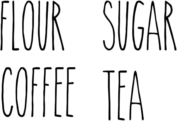 Set of 4 Farmhouse Style Canister Labels V6 Vinyl Stickers - Kitchen Flour Sugar Tea Coffee - Die Cut Decals - Skinny Font - Burgundy