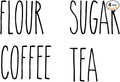 Set of 4 Farmhouse Style Canister Labels V6 Vinyl Stickers - Kitchen Flour Sugar Tea Coffee - Die Cut Decals - Skinny Font - Black
