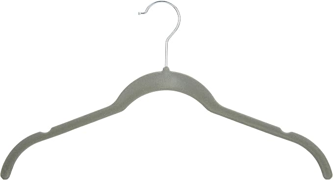 Amazon Basics Space Saving Slim Velvet Non-Slip Clothes Hangers for Closet Organization, Gray/Silver, 30-Pack