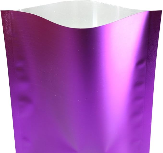 100PCS Customized Mylar Heat Seal Bags,Open Top Clear Packaging Bag with Tear Notch, Single-Side Printing for Logo/Text/QR Code (Purple, 7 * 10CM/2.8"*3.9"-100PCS-One Color Print)