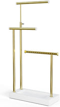 SRIWATANA Jewelry Organizer Display Extra Tall Necklace Holder 3 Tier Jewelry Tree Stand, Gift Idea (White & Gold)