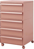 ELEFOCUS 5 Stackable Plastic Storage Bins, rotatable Storage cabinets and Drawers, Bedside Storage Units(Size:42x42x78cm(17x17x31inch),Color:Pink)