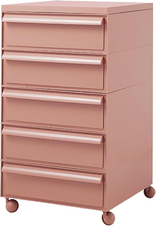 ELEFOCUS 5 Stackable Plastic Storage Bins, rotatable Storage cabinets and Drawers, Bedside Storage Units(Size:42x42x78cm(17x17x31inch),Color:Pink)
