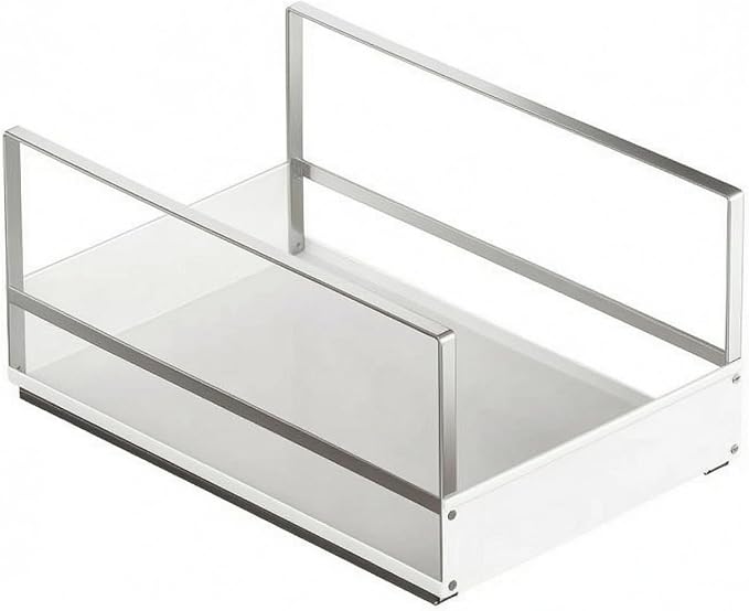 Pull out Cabinet Organizer No-Installation Cabinet Drawer Basket Heavy Duty, Large White Pull-out Basket