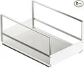 Pull out Cabinet Organizer Metal Frame Pull-out Basket No-Installation, Small + Small White Pull-out Basket