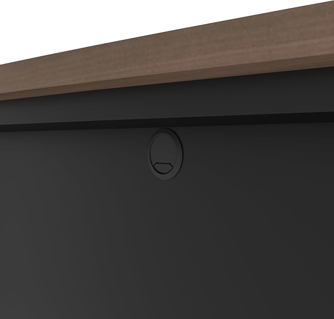 Bestar Connexion 72W U-Shaped Executive Desk with Lateral File Cabinet and Hutch in Antigua & Black | With Lateral File Cabinet and Hutch; with Narrow Desk Shell, Desk Shell, Desk Bridge, Keyboard Tray, CPU Stand; 2 file drawer