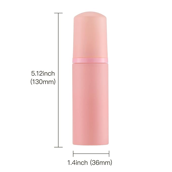 Tekson 10PCS Soap Foam Bottle (2 oz), Empty Travel Foaming Lash Shampoo for Cleanser, Dispenser (Pink Cap)