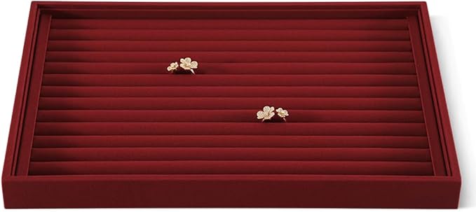 Linen Stackable Ring Ear Studs Display Tray, Premium Rings Storage Tray, Jeweler Shop Counter Showcase Table Top Organizers, Makeup Table Drawer Insert Jewelry Tray