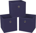 Black Foldable Storage Cubes Bins ,11 Inch Cloth Storage Cube Fabric Storage Box Cubes Organizer Baskets with Handles for Home Organizer Set of 3 (Navy Blue)