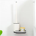 Multi-Function Toilet Brush and Holder, Toilet Cleaner Brush for Bathroom, Floor Standing & Wall Mounted Toilet Scrubber, No Dead Angle Home Cleaning Utensils Bathroom Accessories (Color : Whit