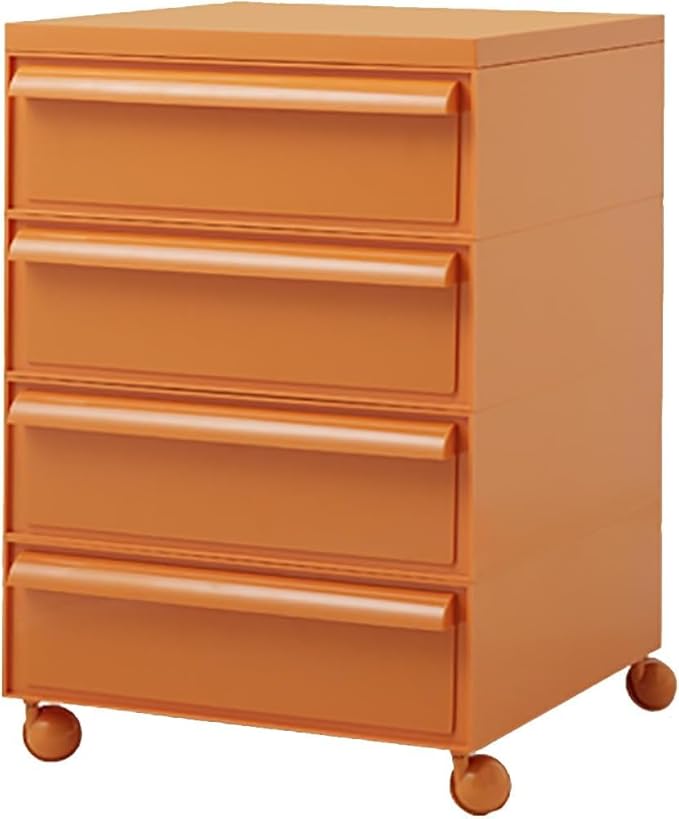 ELEFOCUS 5 Stackable Plastic Storage Bins, rotatable Storage cabinets and Drawers, Bedside Storage Units(Size:42x42x64cm(17x17x25inch),Color:Orange)