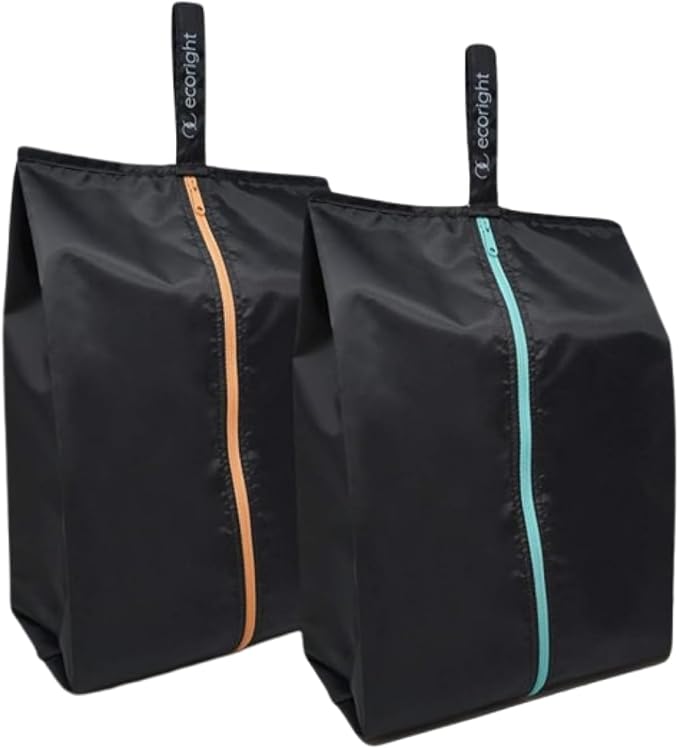 Ecoright Shoe Bags for Travel, Set of 2, 100% Recycled Water-Resistant Zipper Pouch Bags, Shoe Bags for Storage, Travel Essentials for Men & Women