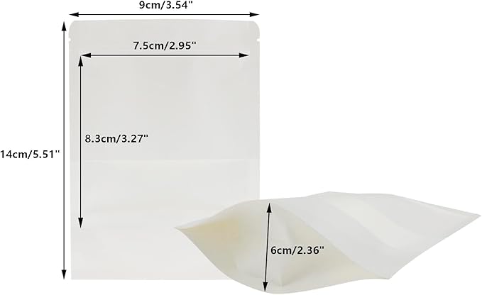 Kraft Paper Zipper Pouches,ULIFESTAR Kraft Stand Up Zip Lock Pouch Bags,100PCS Resealable Bag with Transparent Window and Tear Notch Resealable Bag for Small Business HomeUse,3.5"*5.5"(9 * 14cm+3cm)