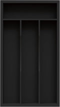 Small Silverware Organizer, Bamboo Kitchen Drawer Organizer, Utensil Holder, Cutlery Tray & Spoon Flatware Storage with Grooved Drawer Dividers (Black, 6.7''W x 12''D)