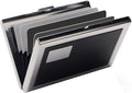 EASTNIGHTS RFID Credit Card Holder Metal Wallet Stainless Steel and Pu Leather Credit Card Protector Case for Men or Women (black)