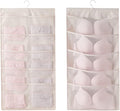 Bseash Enlarged Closet Hanging Bra Organizer with Rotating Metal Hanger, Dual Sided Wall Shelf Wardrobe Mesh Pockets Hanging Storage Bag for Bra Socks Underwear Underpants