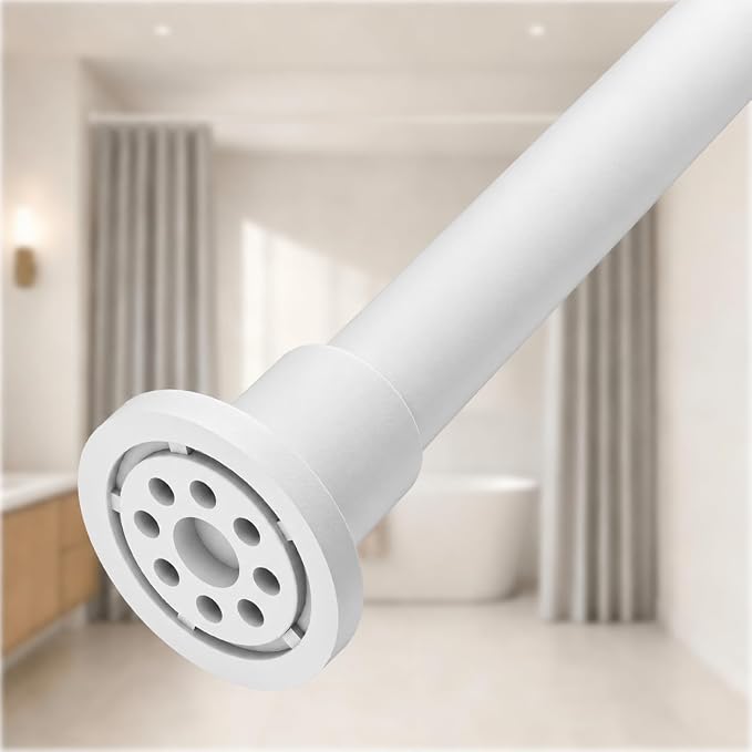ALLZONE Heavy Duty Tension Shower Curtain Rod 28-42 Inches for Bathroom, Window, Non-Slip, Adjustable with Strong Spring Pole for Closet, Doorway, No Rust, No Drilling, White