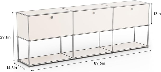 Modern Storage Cabinet White G Versatile Free-Standing Organizer for Home Office Décor, Green (White, G-15 D x 90" W x 29" H)