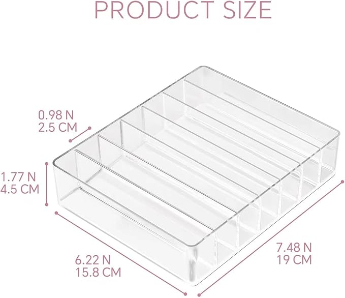 WECHENG Clear Plastic Acrylic Makeup Organizer for Makeup Palette Organizer, 7 Slots Cosmetic Organizer for Vanity Countertop & Drawer, Holder for Eyeshadow Palettes, Blushes, Lipstick