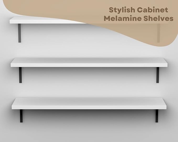 B&B HARDWARE Cabinet Shelves - 3/4'' Thick - Custom Organize Space with Stylish Shelves - Perfect Solution for Home & Office - Melamine Shelves Cut to Order (10" Depth X 21'' Inches Length)