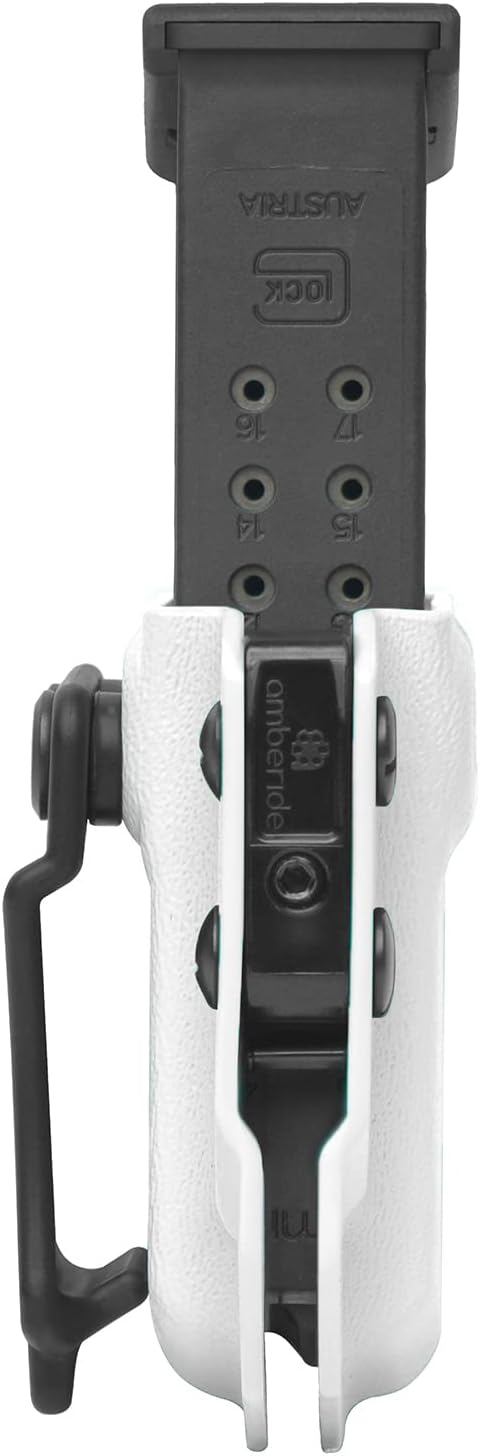 Amberide Universal IWB/OWB Kydex Mag Carrier for 9mm / .40 & .45 ACP Magazines, Single and Double Stack, Adjustable Retention, Ambidextrous, Fits 1.5" Belt, Made in USA