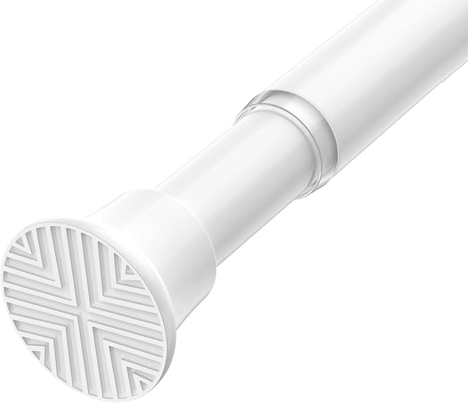 32–72 Inch Spring Tension Curtain Rod, Adjustable Tension Rod No Drilling | No-Sag Steel Tension Rod, Rust-Resistant, Tool-Free Spring Fit, Flexible for Apartment, Dorm, RV, Door, Closet, White