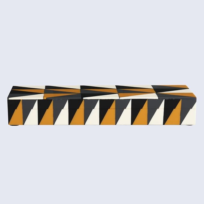 Handicrafts Home Decorative Storage Box with Lid, Decorative Remote Control Box, Slim Coffee Table Storage Box, Decorative Box for Shelf, Desk & Living Room Decor, Puzzle Guild 10 x 2.5 x 1.5 Inch