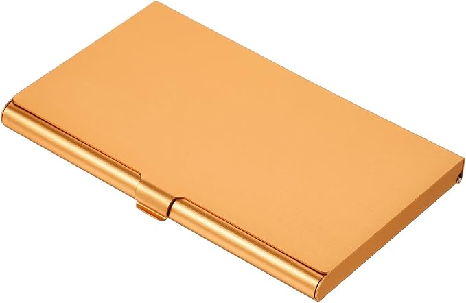 PATIKIL Business Card Holder, Aluminum Alloy Flip Cover Slim Name Cards Case for Women Men, Gold Tone