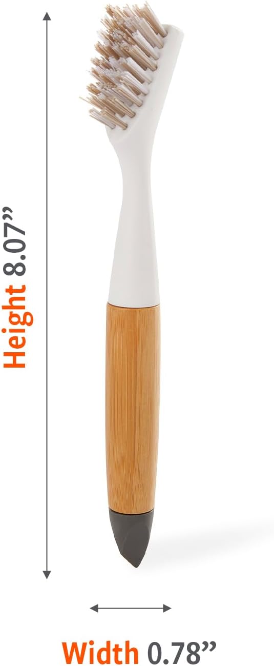 Full Circle The Every-Crevice Detail Brush, Deep Cleaning Brush for Crevices, Shower, & Grout, Tough Bristles, Sustainable Bamboo Handle, 2-Pack